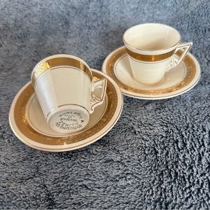 Burleigh Zenith Vintage Teacup & Saucer Set (2) With Gold Trim Made In England